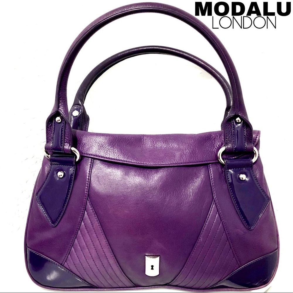 👜 MODALU LONDON Authentic Purple Leather Handbag